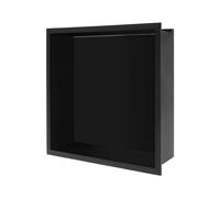 HPDTZ Nicho de pared de acero inoxidable empotrable con tira de luz LED 4000 K 305 x 305 x 100 mm para baño, cocina, salón con controlador 12 V 24 W, color negro