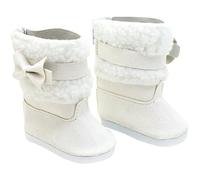 Hperu 1 par de Botas de Nieve para muñecas de 18 Pulgadas, Zapatos en Miniatura con Forro y Lazo de Piel sintética Blanca, Botas de Invierno, Accesorios para muñecas de 18 Pulgadas, Traje navideño