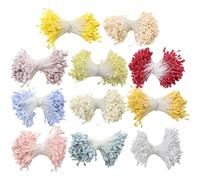 Hperu 11 estambres de Flores de Bundles, Color Variado de 0.3 cm de Cabezales Dobles estambres de Perlas para Manualidades, Sombreros, decoración de álbumes de Recortes, Multicolor