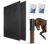 Hperu 2 uds Poste rascador para Caballos Estera de plástico Suave de 14x12 Pulgadas Cepillo para rascar Ganado para pequeños Animales de Granja Cabra Oveja Vaca, Poste de Caballo