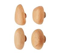 Hperu 4 Uds. Ganchos de pared de madera, ganchos de madera Natural resistentes para abrigos, colgadores de pared decorativos con forma de guijarro para colgar toallas, bolsas de ropa
