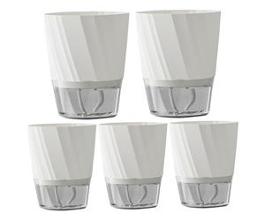 Hperu 5 Piezas de Maceta autocompletadora, Maceta de Planta autónoma de Planta Que se regará con un Gran Almacenamiento de Agua y Mecha de algodón Modernas macetas de Flores Blancas Simples
