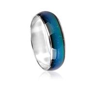 Hperu Anillo mágico de sentimiento de emoción, joyería de anillo de dedo de aleación cambiable de color de humor para hombres y mujeres, color de humor de tono plateado cambiable