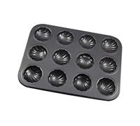 Hperu Bandeja para hornear Madeleine con forma, molde para pasteles de acero al carbono antiadherente de 12 cavidades, calidad profesional para pasteles franceses, fácil liberación