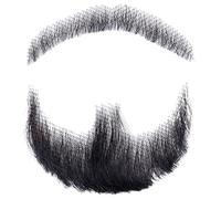 Hperu Barba y Bigote Falsos Reutilizables, Cabello Humano, Negro, Lacio, para Halloween, Cosplay, Teatro y Fiestas de Disfraces