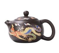 Hperu Cerámica Tetera Dragón y Phoenix Tetera China Color cambiante Kung Fu Té Té con Mango e infusor 250 ml Regalo de té de Tetera Tradicional, Paquete de Espuma Tetera cerámica de cerámica