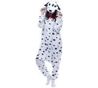 Hperu Dalmatian Disfraz Adulto Suave cómodo con Capucha Adulto Onesie Pijamas para Mujeres y Hombres, S - Dalmatian Disfraz Mujeres Onesie para