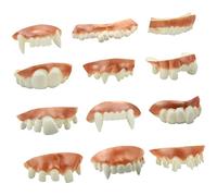 Hperu Dientes de Vampiro, 12 Piezas de Dientes de Demonio de Halloween para niños y Adultos - Accesorios Artificiales Decorativos para dentaduras postizas para Disfraces de Fiesta y Cosplay