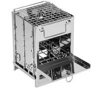 Hperu Estufa de Madera portátil para Acampar, Estufa de Campamento a Prueba de Viento de Acero Inoxidable Plegable para cocción al Aire Libre, mochilero, Senderismo, Picnic y Uso de Emergencia