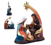 Hperu Figura de Belén, Juego de Navidad de la Sagrada Familia de Resina con María José para decoración del hogar de Mesa, 6x5x2, 6 Pulgadas