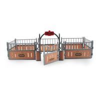 Hperu Juego de establo para Caballos, Granero de plástico con Valla, Accesorios educativos de Juguete para Caballos para Amantes, 17, 3x7, 9 Pulgadas