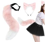 Hperu Juego de orejas y cola de para Halloween, diadema suave y esponjosa cola peluda ajustable para disfraz de cosplay (estilo 2)