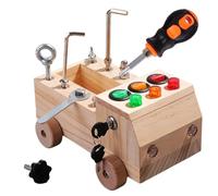 Hperu Juego de Tablero de Destornilladores Montessori con Interruptor LED, Tablero Ocupado de camión de Madera para niños pequeños, Juguete Educativo Preescolar para Aprender Habilidades motoras