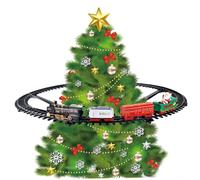 Hperu Juego de Tren de Navidad, luz y Sonido, árbol de Navidad Festivo, Tren, diversión eléctrica para niños y niñas, Regalos, sin árbol -