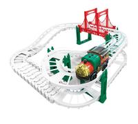 Hperu Juego de Tren eléctrico de Navidad, 38 Piezas, Tren de plástico con vías Multicapa, Funciona con Pilas, para niños y niñas, Vacaciones de cumpleaños, Juego para niños pequeños de 2 a 4 años