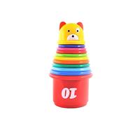Hperu Juguetes educativos para bebés, Juego de Vasos apilables de 9 Piezas con Figuras y Letras, Vasos para Construir y apilar para niños pequeños, diseño de Oso