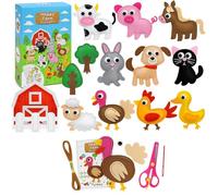 Hperu Kit de costura de fieltro de animales de granja para niños, juego de manualidades de peluche de bricolaje con hilo de bordado, actividad educativa para principiantes para niños