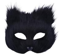 Hperu Máscara Therian Máscara de de media cara Animal transpirable para niños adultos Disfraz peludo suave y liso para fiesta de disfraces Pascua Negro - Therian Furry