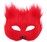 Hperu Máscara Therian Máscara de de media cara Animal transpirable para niños adultos Disfraz peludo suave y liso para fiesta de disfraces Pascua Rojo - Therian Furry