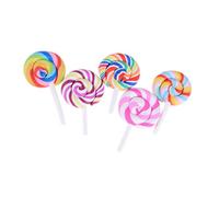 Hperu Mini Lollipop Prop 5 Piezas simulación Artificial arcoíris Dulces Dulces casa de muñecas Decoraciones artesanales exhibición de Alimentos en Miniatura - piruletas en Miniatura para Manualidades
