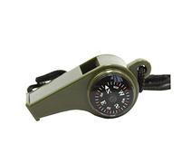 Hperu Silbato de Supervivencia de Emergencia 3 en 1 con brújula y termómetro, Silbato de plástico Verde Militar con cordón para Senderismo al Aire Libre, Camping, Supervivencia de Emergencia