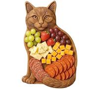 Hperu Tableros de charcutería Funny gato plato de charcuterie bandeja de madera para la cocina carnes de queso amantes de los mariscos frutas, bandeja de madera para servir de