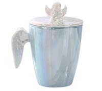 Hperu Taza De Ángel Taza De Café Con Alas De Color Blanco Perlado Elegante Ala De Ángel De Cerámica De 300 Ml Buenos Augurios Para El Té De La Tarde Oficina En Casa - Buenos Augurios