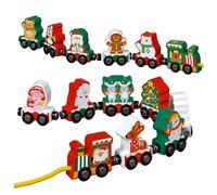 Hperu Tren de Navidad de 34 Pulgadas de Largo Total, Juego de Tren magnético Educativo, Juguetes Montessori de Madera de Montaje Gratuito para niños y niñas