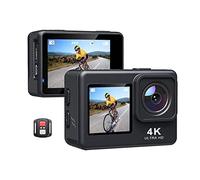 HPHPH Camara Deportiva, Cámara de acción 60fps 4K 16MP 2.0 Pulgadas LCD EIS 4X Zoom Grabación de Video 30m Impermeable Go Sports Helmet Pro CAM,Al Aire Libre, Deportes, Vídeo(with 128G SD Card)