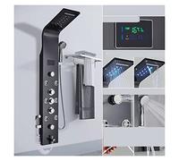 HPHPH Grifo de Ducha con luz LED Negra, de Columna de Ducha de Chorro de Masaje for baño, Panel de Ducha de Lluvia en Cascada, Grifo rociador de bidé(8009 Black B)