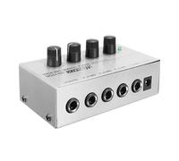 HPHPH Mesa de Mezclas DJ, MX400 Sonido portátil de 4 Canales con Adaptador de Corriente Mini KTV Mezclador de Audio Familiar Profesional Ultra Compacto Mono de bajo Ruido