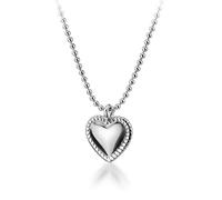 HPIP Real 925 Plata Esterlina Moda Corazón Romántico Amor Colgante Cuentas Cadena Clavícula Collar para Mujer Joyería