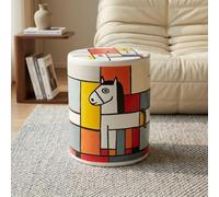 HPIRFYE Ceramic Garden Stool, Hand-Painted Horse Art, Outdoor Side Table
