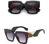 HPIRME Flat Top Gafas de sol cuadradas de gran tamaño Mujeres Gradiente Estilo de verano Mujeres Gafas de sol Mujer Gafas cuadradas grandes UV400, Negro Blanco, talla única