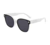 HPIRME Gafas de estilo retro para mujer, redondas, con protección UV (blanco y gris)