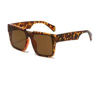 HPIRME Gafas de gran tamaño para mujer, hombre y mujer, montura punk, con protección UV400 (marrón leopardo)