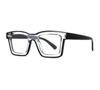 HPIRME Gafas de hombre para mujer Retro Square Punk Frame Clear Purple anteojos, 1, talla única