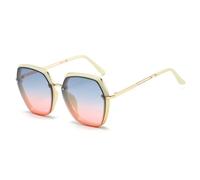 HPIRME Gafas de lujo para mujer, estilo vintage punk, con montura grande de metal, para hombre, con protección UV400 (beige-azul-rosa)