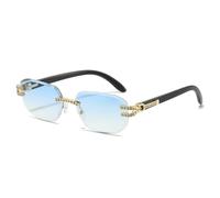 HPIRME Gafas de lujo sin marco con montura degradada para mujer y hombre, con protección UV400 (azul dorado)