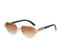 HPIRME Gafas de lujo sin marco con montura degradada para mujer y hombre, con protección UV400 (té dorado)