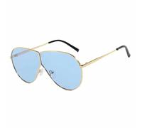 HPIRME Gafas de lujo vintage con protección UV400 para mujer y hombre, montura grande, resistentes al viento, estilo punk (dorado y azul)