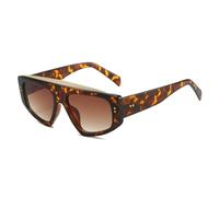 HPIRME Gafas de metal de lujo retro para mujer y hombre, moda punk, para conducir, UV400 (con degradado de leopardo)
