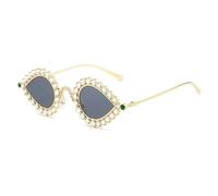 HPIRME Gafas de metal de moda para mujer y hombre, estilo retro hip hop, con protección UV400 (gris dorado).