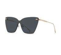 HPIRME Gafas de metal para mujer, sin marco, con protección UV400, para exteriores (gris dorado brillante)