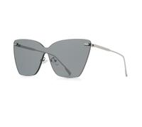 HPIRME Gafas de metal para mujer, sin marco, con protección UV400, para exteriores (gris plateado brillante)