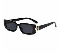 HPIRME Gafas de moda con montura pequeña para mujer, estilo retro, para hombre, con protección UV400 (negro y gris)