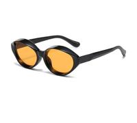 HPIRME Gafas de moda con protección UV400 y estampado punk retro para mujer y hombre (negro y naranja)