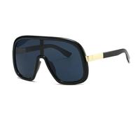 HPIRME Gafas de moda de gran tamaño, modernas, con degradado, estilo vintage, de lujo, con montura grande, para mujeres y hombres (negro-negro)