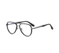 HPIRME Gafas de montura grande para hombre con doble puente metálico y bisagra de resorte transparente (6)
