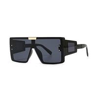 HPIRME Gafas de sol con máscara de visera para mujer y hombre, gafas Punk de gran tamaño a prueba de viento, gafas cuadradas con montura grande, gafas deportivas UV400, negro, talla única